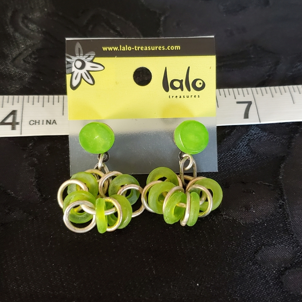 Lalo Treasures Green Resin Earrings New With Tags